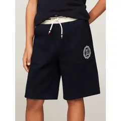 TOMMY HILFIGER - Pantaloneta Niño Azul Con Monotipo Hilfiger Y Logo