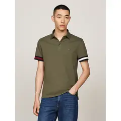 TOMMY HILFIGER - Polo verde de corte slim con logo