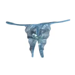 GENERICO - Tanga femenina francesa encaje mariposa Azul Cielo