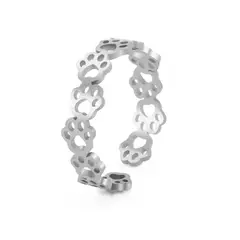 ALHAJAS - Anillo Ajustable Para Mujer Huellas Perro Gato Fabricado En Acero