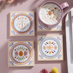 CORONA - Set 4 Portavasos Fiore 10x10cm