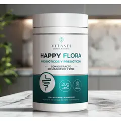 VITASEI - Happy Flora Fórmula Integral de Probióticos y Prebióticos con Magnesio y Zinc