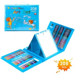 GENERICO - Set Arte Niños Maleta Crayon Acuarela Plumon 208 Piezas AZUL