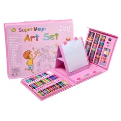 GENERICO - Set Arte Niños Maleta Crayon Acuarela Plumon 208 Piezas ROSA
