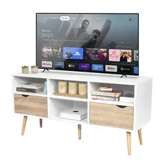 TOPLIVING - Mueble para TV Rack Moderno Estilo Nórdico Blanco y Marrón-
