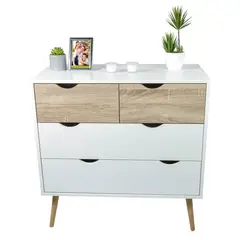 TOPLIVING - Cómoda Estilo Nórdico Organizador con 4 Cajones Blanco-.