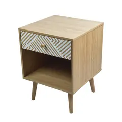 TOPLIVING - Mesa de Noche Moderna con Cajón Marrón y Blanco-