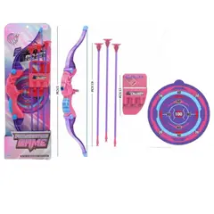 INFANTILES CAJUROMIX - Arco 57 Cm Con 3 Flechas Y Blanco De Tiro rosado con morado