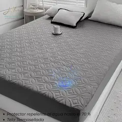 HARMONY HOME - Protector para Colchón Ajuste perfecto Gris 100X190