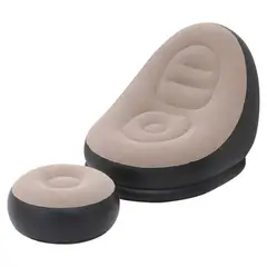 GENERICO - Sillón Sofá Inflable Con Reposa Pies Portable Con Inflador 2 Piezas