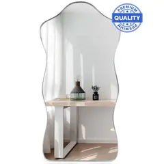 ONE PIXEL - Espejo De Piso Acrílico Irrompible Marco Plateado Silueta 80cm