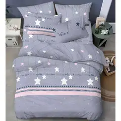 SIRENITAS - Juego de sabanas Cama King Gris Estrellas