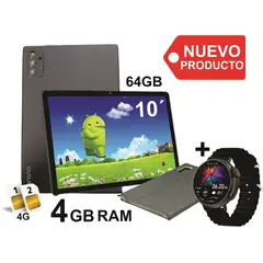 KRONO - Tablet 10 Pulgadas 4GB RAM Doble Sim Card 64GB + Reloj