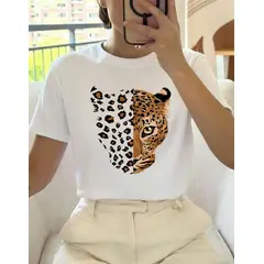 ISMI - Camiseta Mujer Animal Print Manga Corta