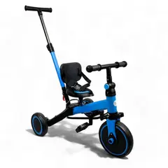 GENERICO - Triciclo Con Guía Y Bicicleta Inicación 5 En 1 Bebe AZUL
