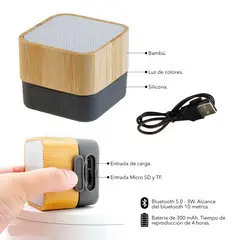 GENERICO - Parlante en Bamboo Con Bluetooth 5.0