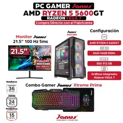 JANUS - Computador Gamer Ryzen 5 5600GT SSD 512 GB M2 RAM 16GB Monitor 22 121626