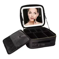 GENERICO - Organizador Maquillaje CY091 Estuche LED Espejo 7 Compartimentos