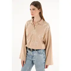 TENNIS - Buzo tipo polo con bordados para mujer