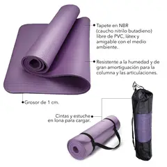 GENERICO - Tapete Yoga Morado de 1 cm de Grosor con Estuche