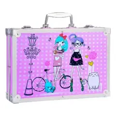 GENERICO - Set Kit Creativo Arte Dibujo Maleta Metálica X 145pcs - Muñeca Rosa
