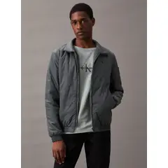 CALVIN KLEIN - Chaqueta gris de nailon acolchado con cremallera