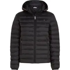 TOMMY HILFIGER - Chaqueta negra acolchada con logo bordado