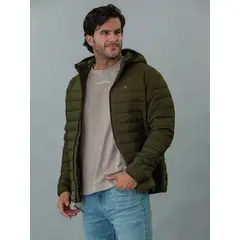 CALVIN KLEIN - Chaqueta verde acolchada con capota