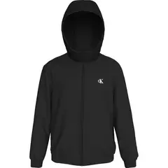 CALVIN KLEIN - Chaqueta Rompeviento Negra De Nailon Con Capota