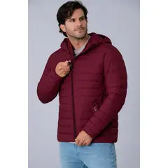 CALVIN KLEIN - Chaqueta Vinotinto Acolchada Con Capota Para Hombre