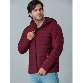 CALVIN KLEIN - Chaqueta Vinotinto Acolchada Con Capota