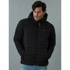CALVIN KLEIN - Chaqueta Negra Acolchada Con Capota Para Hombre