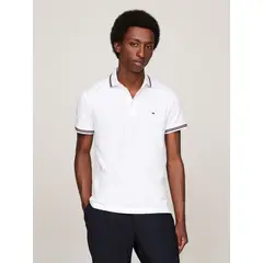 TOMMY HILFIGER - Polo blanco de corte slim con ribetes