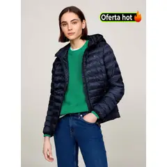 TOMMY HILFIGER - Chaqueta azul acolchada con logo bordado