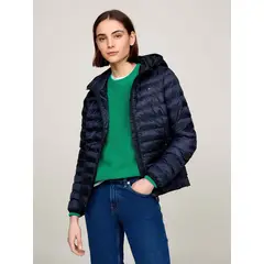 TOMMY HILFIGER - Chaqueta azul acolchada con logo bordado