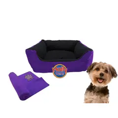HALLY PET - Cama Grande Impermeable con cojin lavable + cobija grande