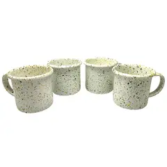 MACUIRA - Set x 4 Taza Esmaltada 13 Onzas 390 ml Lluvia Color