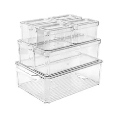CHEF MASTER - Set 7 Organizadores Apilables Nevera, Recipientes Plásticos