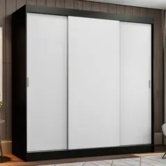 MADESA - Clóset Reno 3 Puertas Corredizas 4 Cajones Negro/Blanco 180 cm x 205 cm x 54 cm
