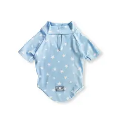 WAWAW - Saco para perro talla M cuello nerú celeste estrellas