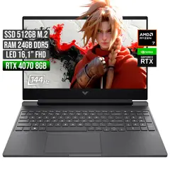 HP - VICTUS AMD RYZEN 7-8845HS RTX 4070 8GB SSD 512GB RAM 24GB LED 16" FHD 144Hz