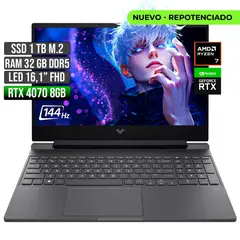 HP - VICTUS AMD RYZEN 7-8845HS RTX 4070 8GB SSD 1TB RAM 32GB LED 16" FHD 144Hz