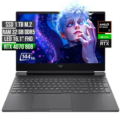 HP - VICTUS AMD RYZEN 7-8845HS RTX 4070 8GB SSD 1TB RAM 32GB LED 16" FHD 144Hz