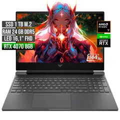 HP - VICTUS AMD RYZEN 7-8845HS RTX 4070 8GB SSD 1TB RAM 24GB LED 16" FHD 144Hz