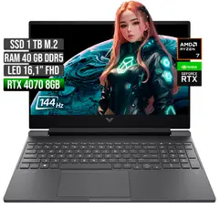 HP - VICTUS AMD RYZEN 7-8845HS RTX 4070 8GB SSD 1TB RAM 40GB LED 16" FHD 144Hz