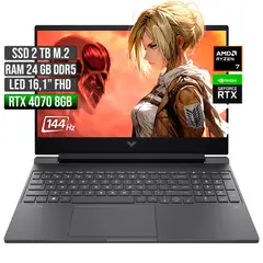 HP - VICTUS AMD RYZEN 7-8845HS RTX 4070 8GB SSD 2TB RAM 24GB LED 16" FHD 144Hz