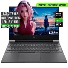 HP - Portátil Gamer Victus AMD Ryzen 7 RTX 4070 32GB RAM 2TB SSD 16"