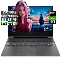 HP - VICTUS AMD RYZEN 7-8845HS RTX 4070 8GB SSD 2TB RAM 32GB LED 16" FHD 144Hz