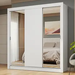 MADESA - Clóset Nobre 3 Puertas Corredizas 2 Espejos Blanco 205 cm x 170 cm x 51 cm