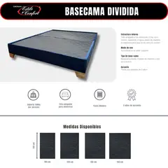 ESTILO Y CONFORT - Basecama dividida Azul 140x190 Pata Madera